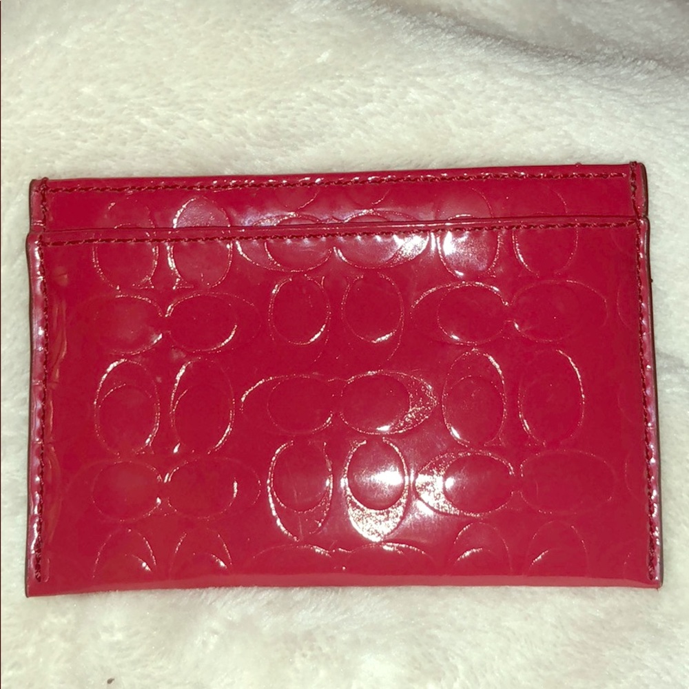 Red Leather Coach Card Holder